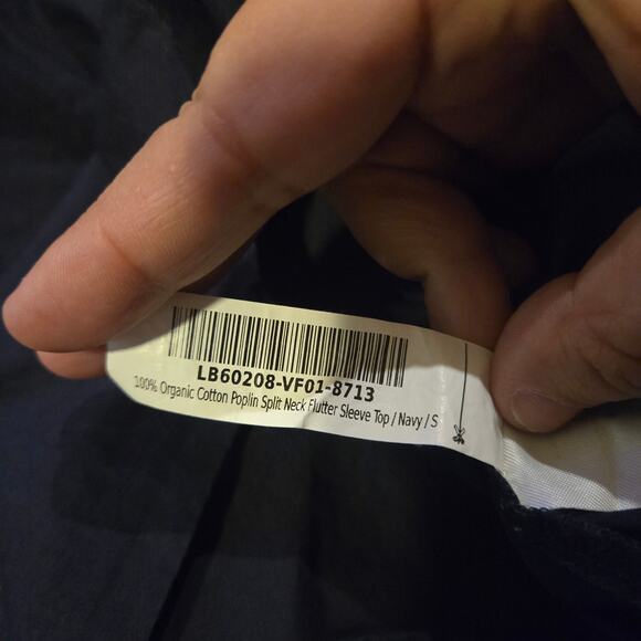 Quince Organic Cotton Navy Split Neck Flutter Sleeve Top S - Picture 3 of 6